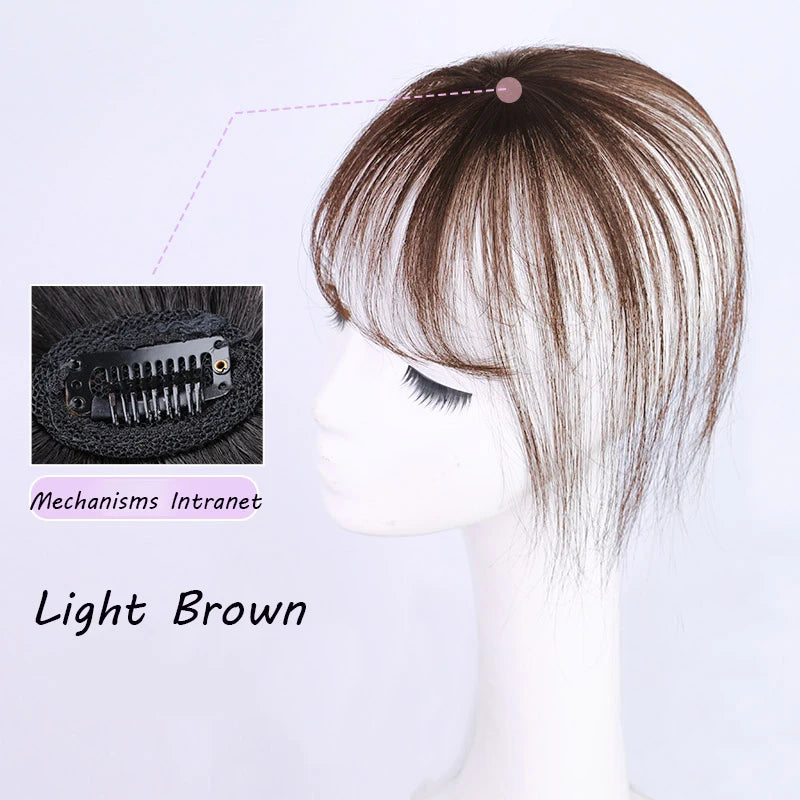 Wig with Air Bangs, Women's Wig Piece, Ultra-thin Traceless Qi Bangs, 5x5cm Women's Toupee with Silk Base Bangs and Cut