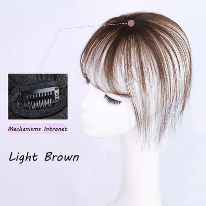 Wig with Air Bangs, Women's Wig Piece, Ultra-thin Traceless Qi Bangs, 5x5cm Women's Toupee with Silk Base Bangs and Cut
