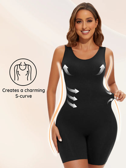POKARLA Bodysuits sexys de cobertura total, faja moldeadora de muslos, mono moldeador de hombros anchos, faja sin costuras, adelgazante.