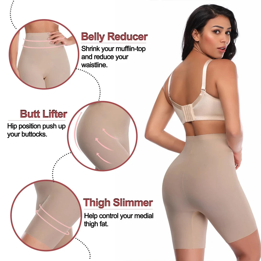 MISS MOLY-pantalones cortos de seguridad de cintura alta para mujer, bragas sólidas con Control de barriga, moldeador de cintura adelgazante, ropa interior femenina de cuerpo liso