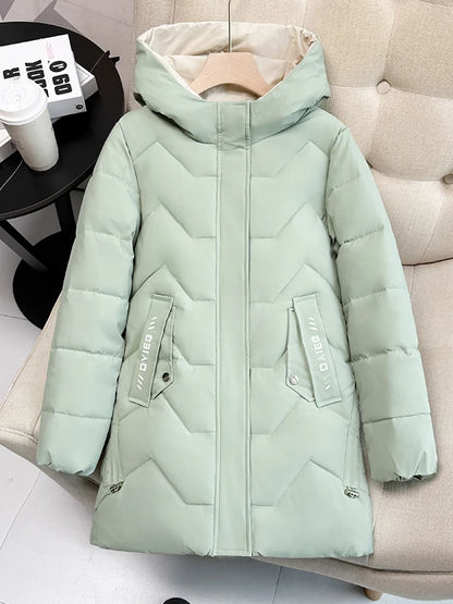 High-end women's mid-length down jacket, thick, warm and stylish, Korean style, for winter, c...