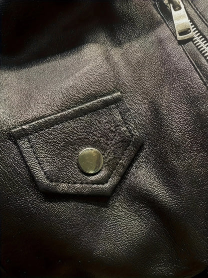 Chaqueta ajustada de cuero de motocicleta Pu Retro americana corta para mujer de primavera y otoño