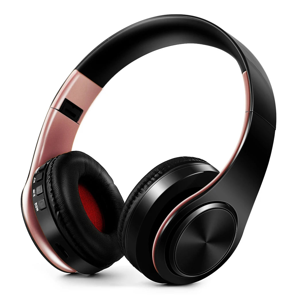 Regalo para Mujer Auriculares inalámbricos dorados Auriculares Bluetooth Auriculares estéreo Juego con micrófono incorporado con universal para Android e iOS