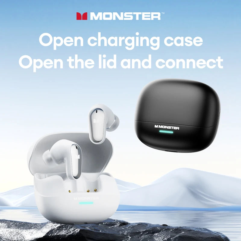 Auriculares inalámbricos Monster MQT52 con Bluetooth 5,4, auriculares para juegos con batería de larga duración, auriculares con sonido estéreo HIFI de modo dual con micrófono