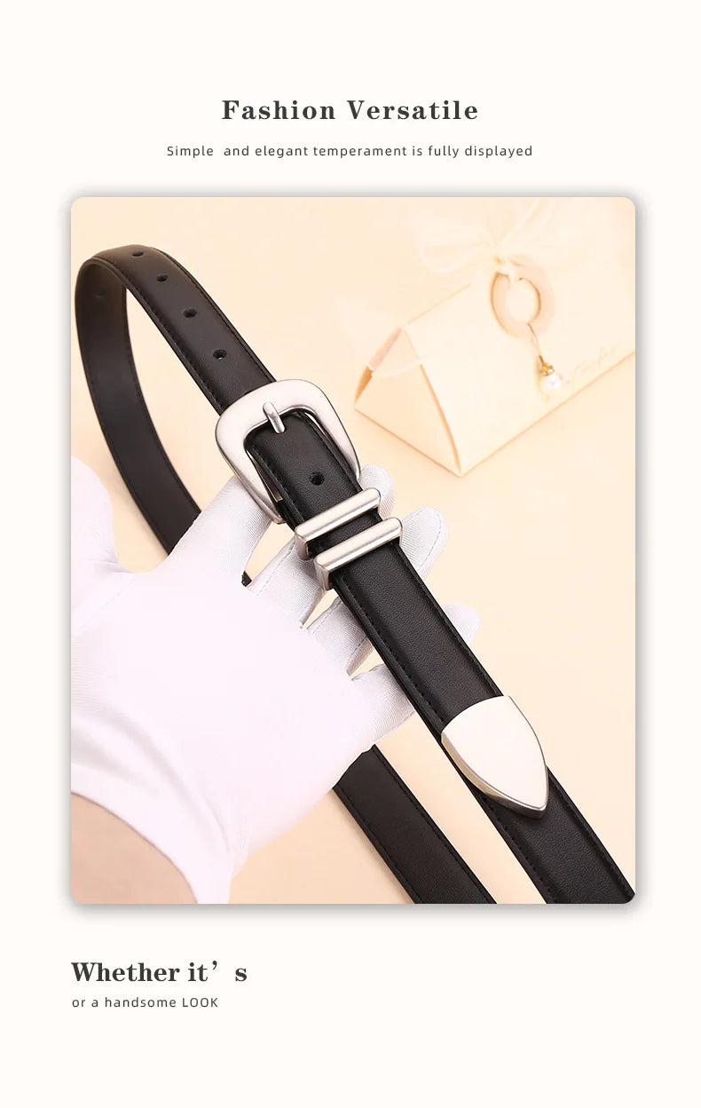 Cinturón de cuero genuino de aleación de alta gama para mujer; cinturón de cintura moderno y versátil; cinturón de corsé que combina tendencia