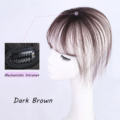 Wig with Air Bangs, Women's Wig Piece, Ultra-thin Traceless Qi Bangs, 5x5cm Women's Toupee with Silk Base Bangs and Cut