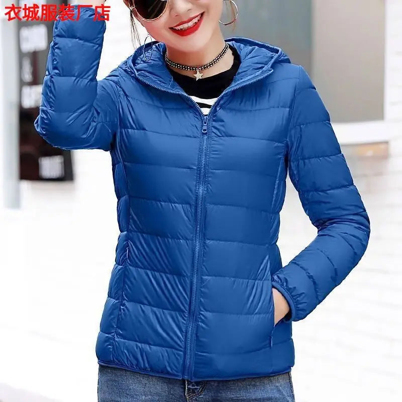 Nueva Chaqueta de Plumón con Capucha para Mujer, Corta, uesa, Cálida, Informal, ra, Estilo Coreano, Diseño Simple