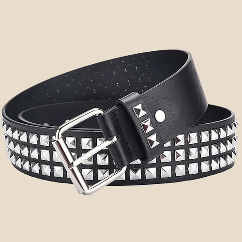 Nuevo cinturón con remaches de cuentas cuadradas a la moda, cinturón piramidal de Metal para hombres y mujeres, Hardware Punk, cinturón vaquero Y2K, cinturón de diseñador, cinturón para mujer