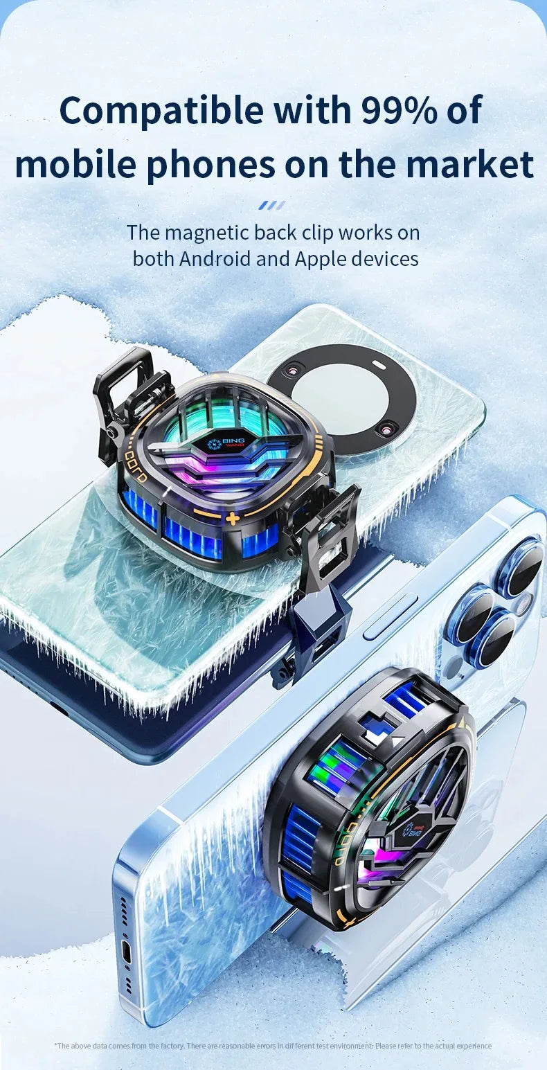 X76 2 en 1 ventilador de refrigeración de radiador móvil magnético 3 velocidades RGB para juego de teléfono PUBG iPhone Samsung Huawei