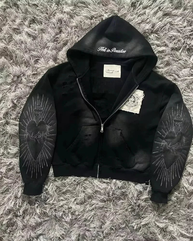 Y2K nueva versión coreana de estilo universitario Spice Girl cremallera Sudadera con capucha mujeres Harajuku Casual suelta polar grueso sudadera Punk Sudadera con capucha