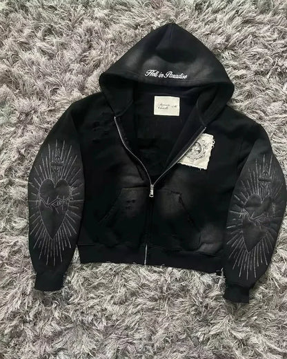Y2K nueva versión coreana de estilo universitario Spice Girl cremallera Sudadera con capucha mujeres Harajuku Casual suelta polar grueso sudadera Punk Sudadera con capucha