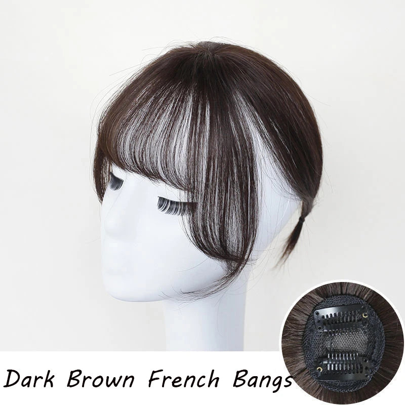 Wig with Air Bangs, Women's Wig Piece, Ultra-thin Traceless Qi Bangs, 5x5cm Women's Toupee with Silk Base Bangs and Cut