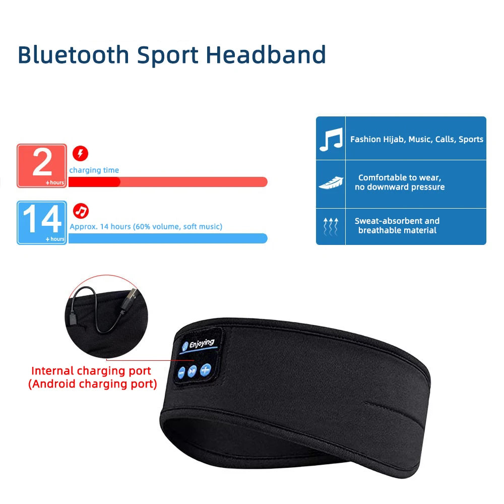 HOMEFISH BT auriculares deportivos diadema para dormir auriculares inalámbricos elásticos música máscara de ojos auriculares inalámbricos con Bluetooth diadema