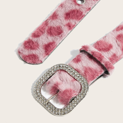 Cinturones góticos Y2K para mujer, pretina de piel de Animal vívida Artificial a la moda, accesorios Punk de Hip hop, pretina vaquera rosa para invierno.