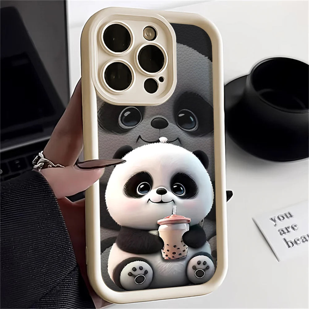Funda suave de TPU Panda para iPhone 15 Pro Max, Fundas para iPhone 16 17 Air 13 14 11 12 16E 7 8 Plus SE 17promax 16promax