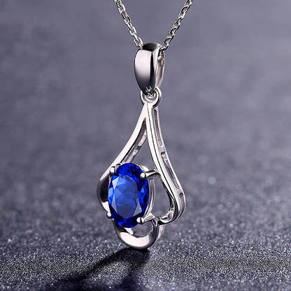 Collar Retro de plata 925, joyería con forma ovalada, colgante de piedras preciosas de rubí, accesorios para mujer, regalo de fiesta de promesa de compromiso de boda