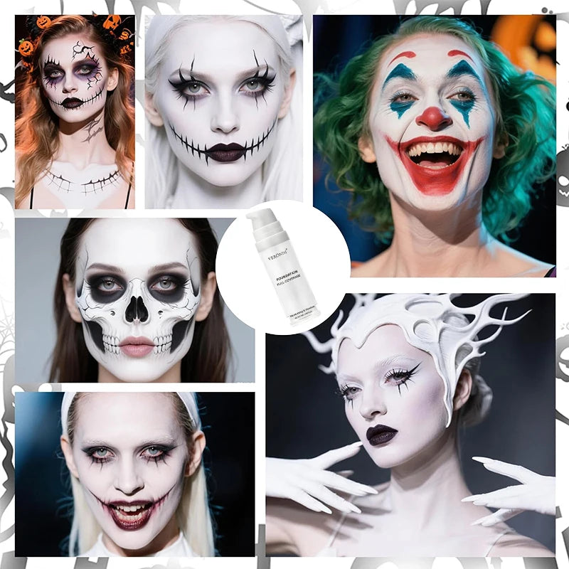 Base líquida blanca pura para maquillaje de escenario COS, corrector de larga duración, ajustador de base blanca pura mezclable, aclara y ilumina