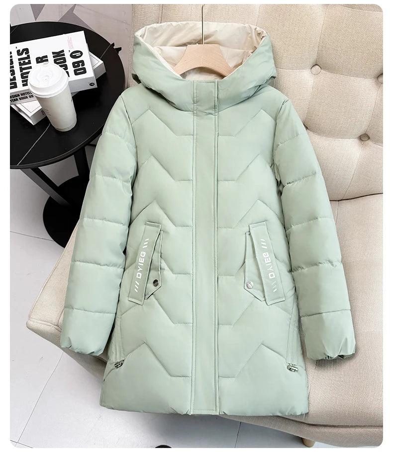 High-end women's mid-length down jacket, thick, warm and stylish, Korean style, for winter, c...