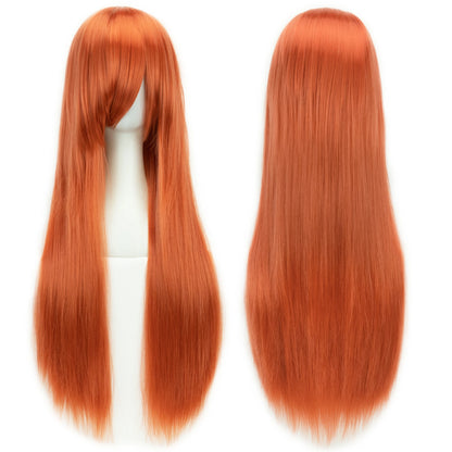 Soowee, pelo sintético de 80cm de largo, pelucas de Cosplay blancas y moradas, peluca recta de pelo negro para fiesta, peluca para mujer.