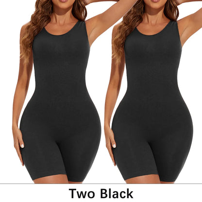 POKARLA Bodysuits sexys de cobertura total, faja moldeadora de muslos, mono moldeador de hombros anchos, faja sin costuras, adelgazante.