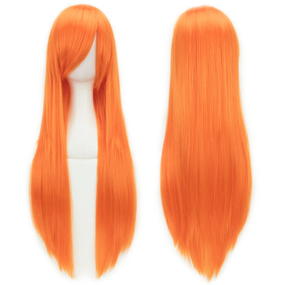 Soowee, pelo sintético de 80cm de largo, pelucas de Cosplay blancas y moradas, peluca recta de pelo negro para fiesta, peluca para mujer.
