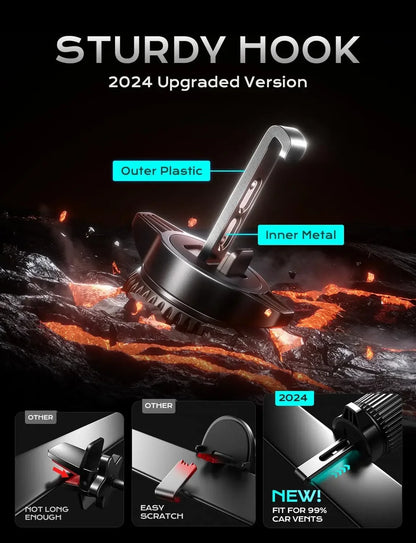 UYUXIO-Adaptador de cargador de coche inalámbrico con sujeción automática, soporte de teléfono para coche con ventilación de aire de carga súper rápida para iPhone 16 15 Pro Max Samsung