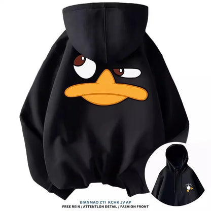 Sudadera con capucha de gran tamaño con diseño de pato de dibujos animados para hombre y mujer, Top informal cálido para deportes al aire libre diarios, Otoño e Invierno