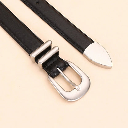 Cinturón de cuero genuino de aleación de alta gama para mujer; cinturón de cintura moderno y versátil; cinturón de corsé que combina tendencia