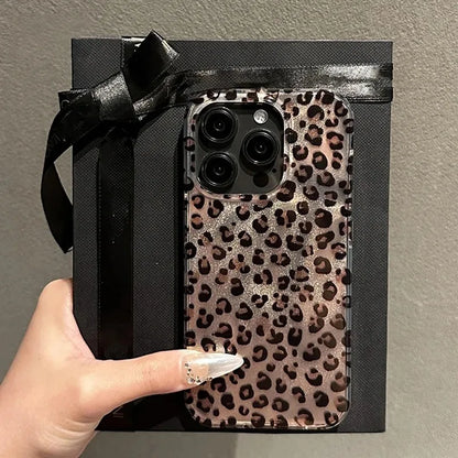 Leopard Print Clear Phone Case for iPhone 16 15 14 13 12 11 Pro Max 16E XS XR X 7 8 Plus SE, Shockproof Silicone Soft Cover