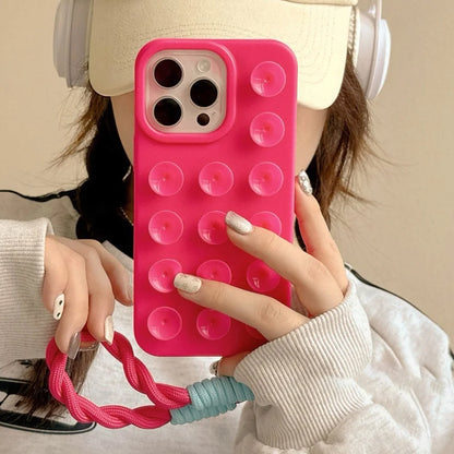 Funda de teléfono de silicona suave con ventosa para iPhone 16 Pro Max 17 13 14 11 12 15 Pro Max Plus antideslizante a prueba de golpes cubierta de Color caramelo