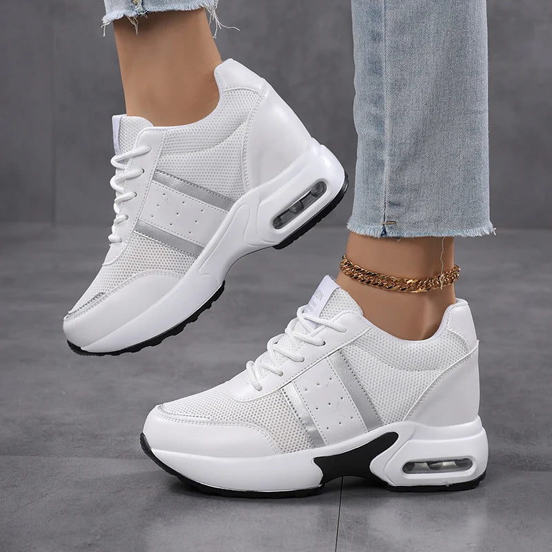 Zapatos de plataforma a la moda para mujer, zapatos informales invisibles con aumento de altura, zapatos transpirables con cojín de aire para caminar y viajar