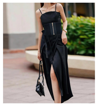 Cinturones elásticos anchos de diseñador a la moda para mujer, vestido femenino de alta calidad, cinturón de corsé negro, fajas elásticas