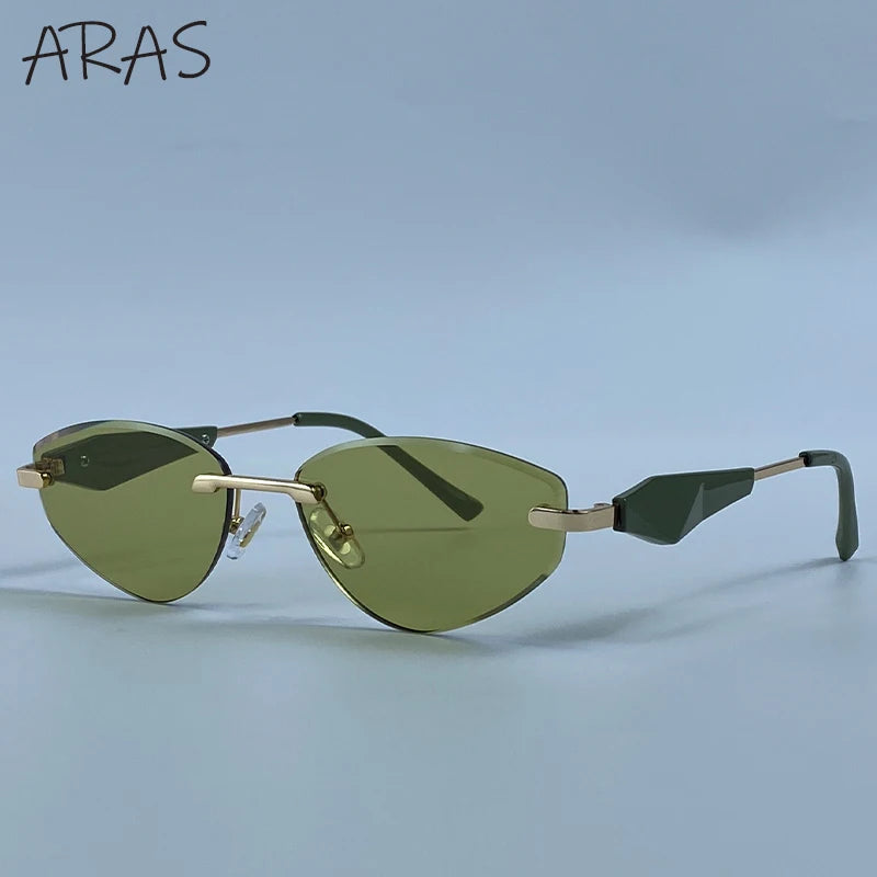 Gafas de Y2K Punk sin montura de ojo de gato, gafas 2026 de diseño de lujo irregulares sin marco, gafas de mujer, gafas de fiesta de moda