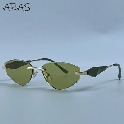 Gafas de Y2K Punk sin montura de ojo de gato, gafas 2026 de diseño de lujo irregulares sin marco, gafas de mujer, gafas de fiesta de moda