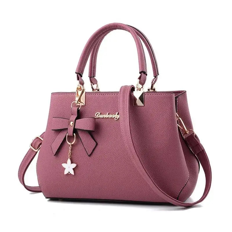 Bolsos de mensajero para mujer con colgante de flor, bolsos de moda para oficina para mujer, bolso puro para mujer, nuevos bolsos de hombro tipo bandolera