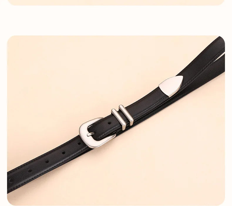 Cinturón de cuero genuino de aleación de alta gama para mujer; cinturón de cintura moderno y versátil; cinturón de corsé que combina tendencia