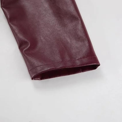 Autumn Winter Retro Leather Jacket 2026 New Women's PU Leather Jacket Short Lapel Motorcycle Loose Coat Women's Biker Leather Coat