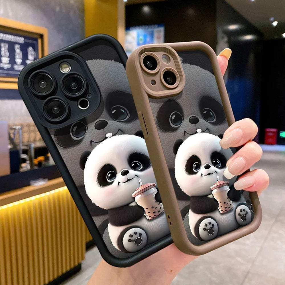 Funda suave de TPU Panda para iPhone 15 Pro Max, Fundas para iPhone 16 17 Air 13 14 11 12 16E 7 8 Plus SE 17promax 16promax