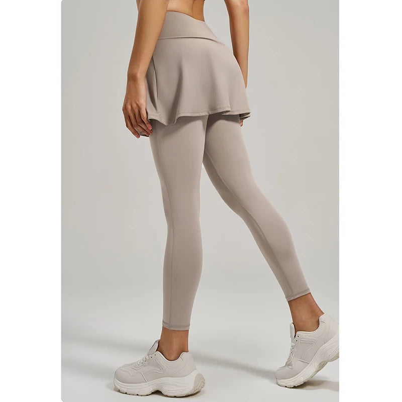 Falda pantalón de yoga para mujer 2026, de cintura alta, con bloques de color, efecto levanta glúteos, leggings con falda, no transparente, que absorbe la humedad, pantalones de yoga y pilates
