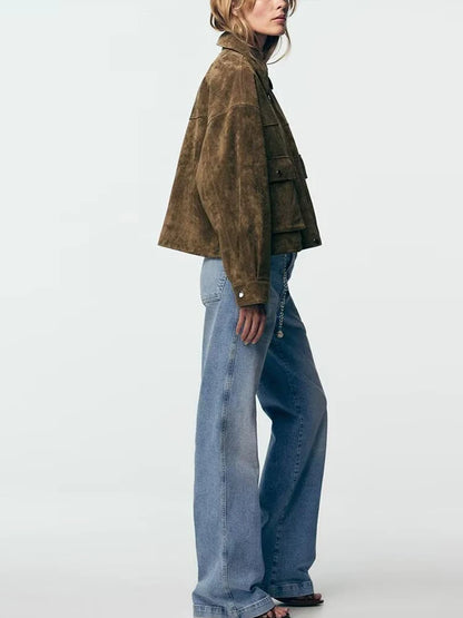 Chaqueta de Piloto de Cuero Puro para Mujer Z, Estilo, Corte Están, Chaqueta Corta, E y de Calidad