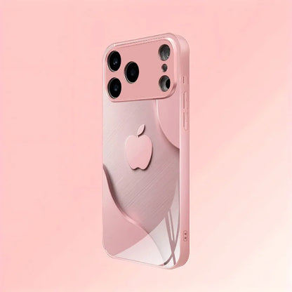 Luxury Light Pink Metallic Paint Glass Phone Case for iPhone 17 16 15 14 13 12 11 Pro Max Plus 17Air 16E
