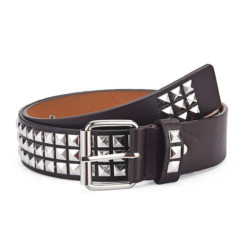 Nuevo cinturón con remaches de cuentas cuadradas a la moda, cinturón piramidal de Metal para hombres y mujeres, Hardware Punk, cinturón vaquero Y2K, cinturón de diseñador, cinturón para mujer