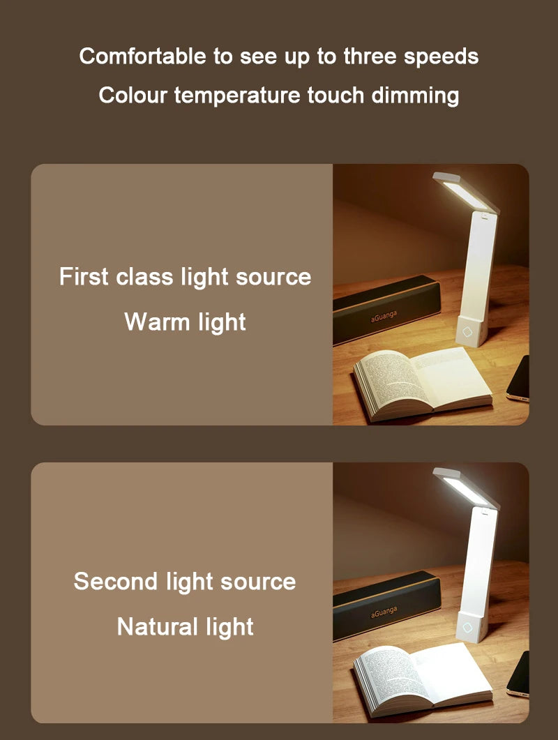 Lámpara de escritorio Led, luces de mesa plegables con carga y taponamiento, protección ocular, lámpara de escritorio de aprendizaje, accesorio de iluminación para dormitorio y mesita de noche