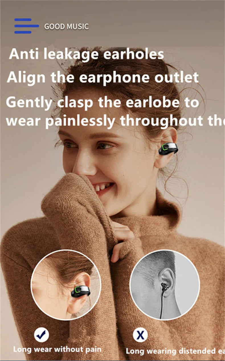 Auriculares con Clip inalámbrico Bluetooth, Auriculares de conducción ósea, Auriculares TWS de alta calidad, Auriculares deportivos con cancelación de ruido y micrófono