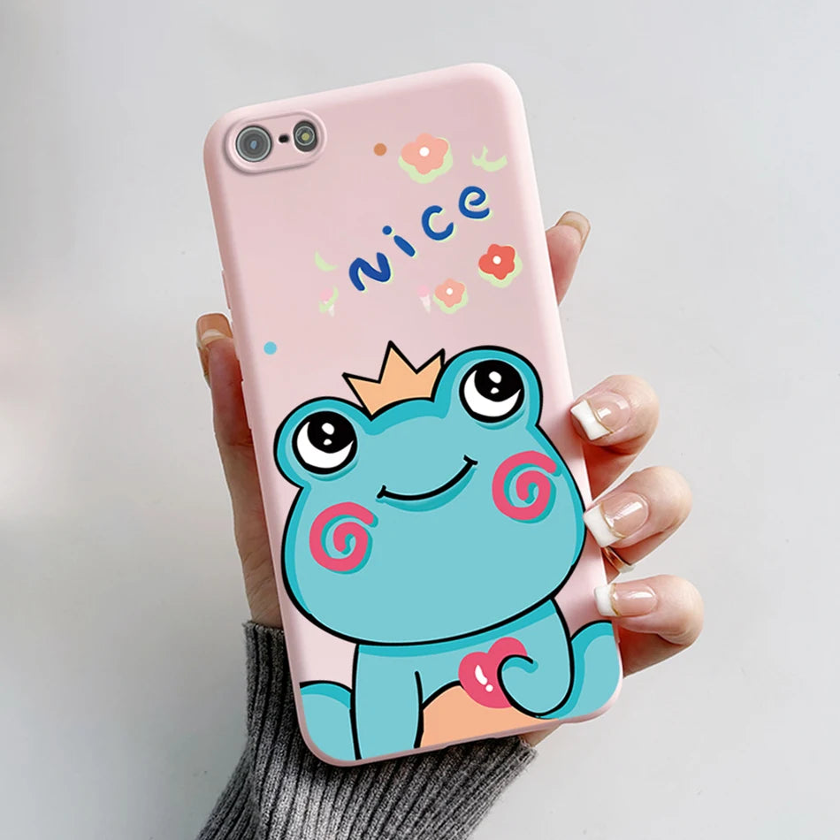 Para iPhone 5 5S Funda lindo oso dibujos animados Rana pintado Funda suave para iPhone SE 2016 2020 2022 SE2 Funda de teléfono de silicona Coque Funda