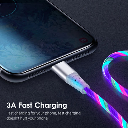 MVQF 5A Fast Charging Cable, Luminous LED Cable, Micro USB TypeC Data Cable, Flowing Streamer Light, USB C LED Cable for Huawei Xiaomi.