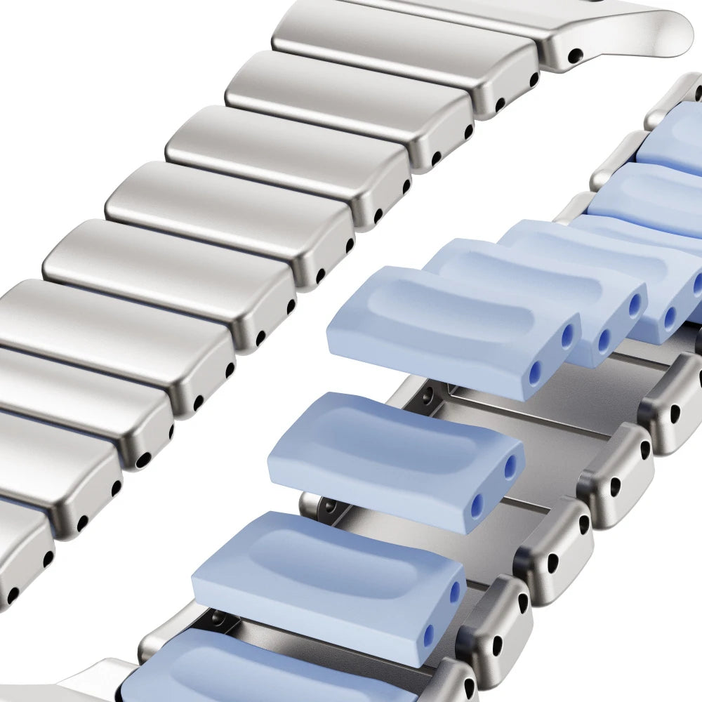 Correa de Acero Inoxidable para Apple Watch Series 10 11 42mm, Correa de Goma para Mujer para Iwatch 9 8 7 41mm 6 5 4 3 2 1 40mm 38mm