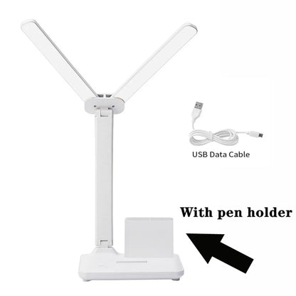 Lámpara de escritorio LED, lámpara de mesa plegable táctil regulable por USB con calendario, reloj de temperatura, luz nocturna para estudio, lámpara de lectura
