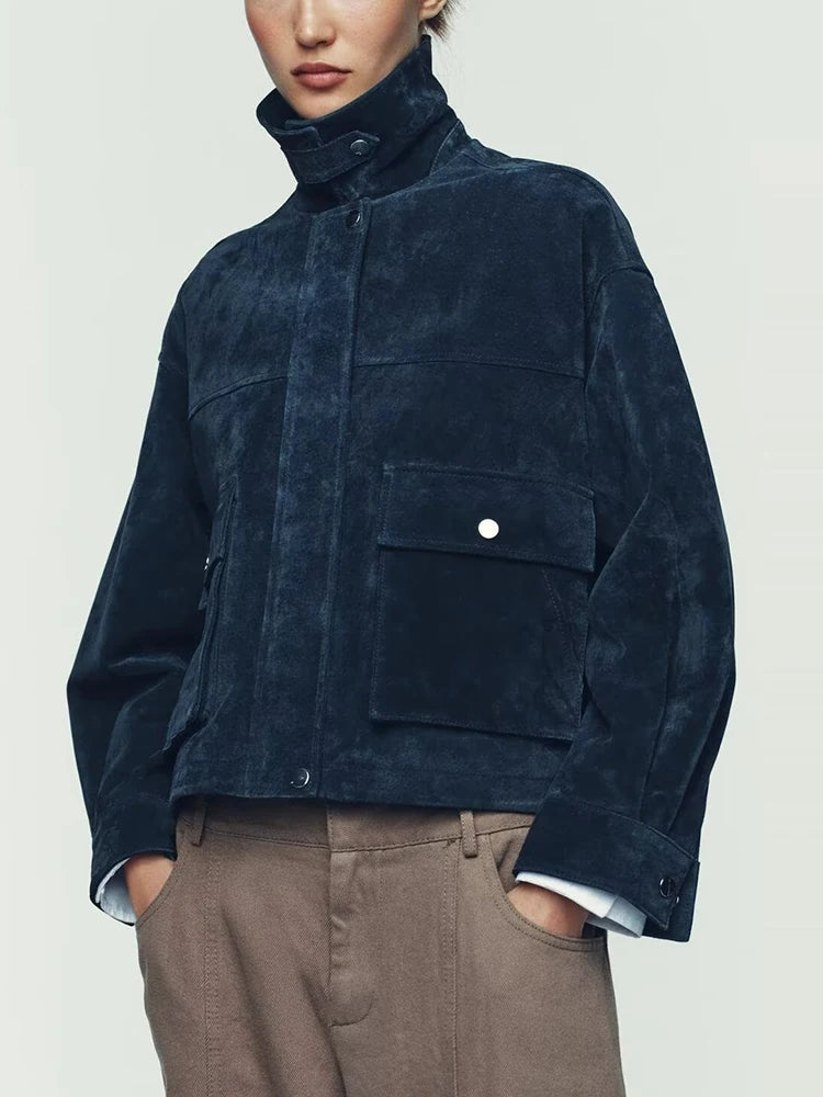 Chaqueta de Piloto de Cuero Puro para Mujer Z, Estilo, Corte Están, Chaqueta Corta, E y de Calidad