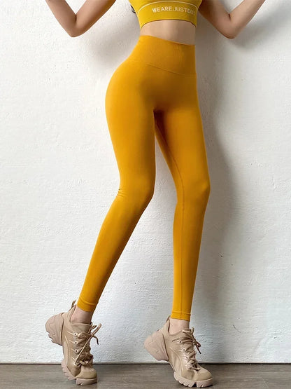 Women's Seamless Tight Leggings Solid High Waist Tights Stretchy Fitness Yoga Leggings Fashion Knit Gym Workout Pants Butt Lift